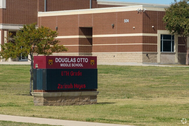 Douglas Otto Middle School Signage greets guests as they arrive at the school.
