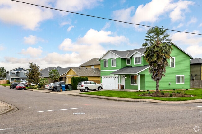 Row of colorful Traditional homes in Gervais.
