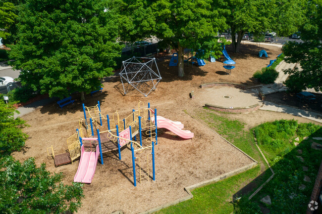 The playground at Bach Elementary School is large and full of unique and fun activities.