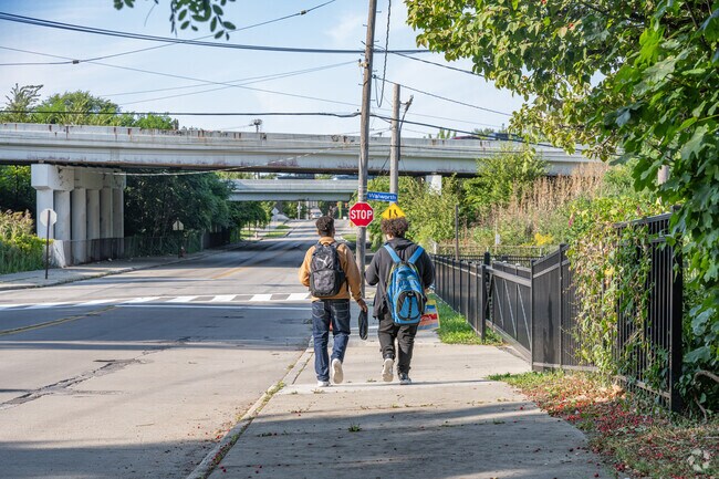 Kids can easily walk to school on Near West Side's wide sidewalks and crosswalks.