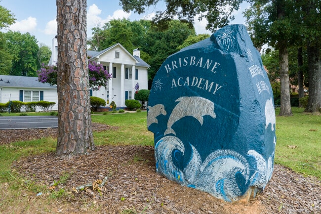 Brisbane Academy has a hand painted rock sculpture created by staff and students.