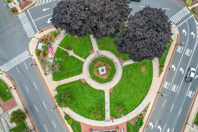 A look down at the historic Common's Park in Woburn, MA.