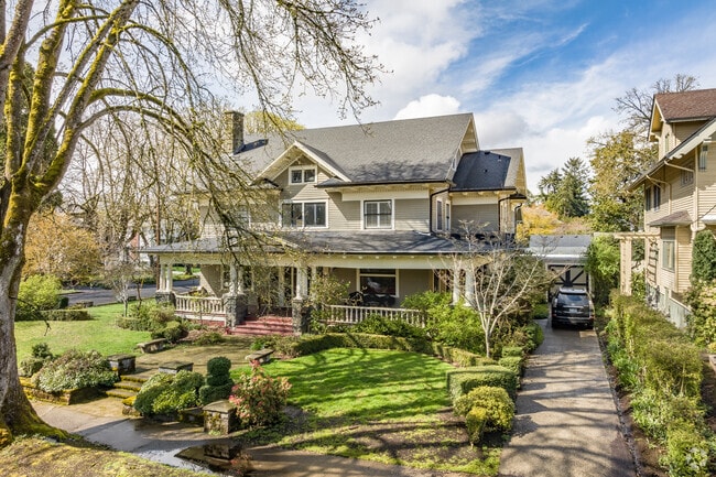 This classic Craftsman home enjoys a spacious corner lot in Irvington.