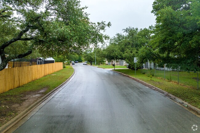 Neighborhood street in Deerfield At Brodie after a spring rain.