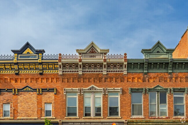 Many of Clinton's historic buildings are crowned with the year of their construction.
