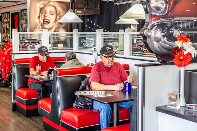Angies Diner is a popular place to sit down and eat great food with the nostalgic 1950's feel.