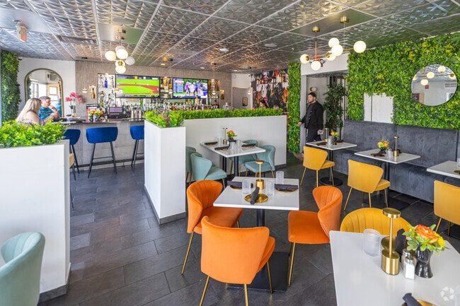 Sevmar Mediterranean Bistro
in the Ayer Village neighborhood offers a bright and colorful dinning experience.