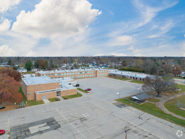 Fairfield West aerial of the back of the building.