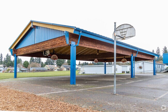 A shelter covers the basketball court at Silver Star Elementary School in Vancouver, WA.