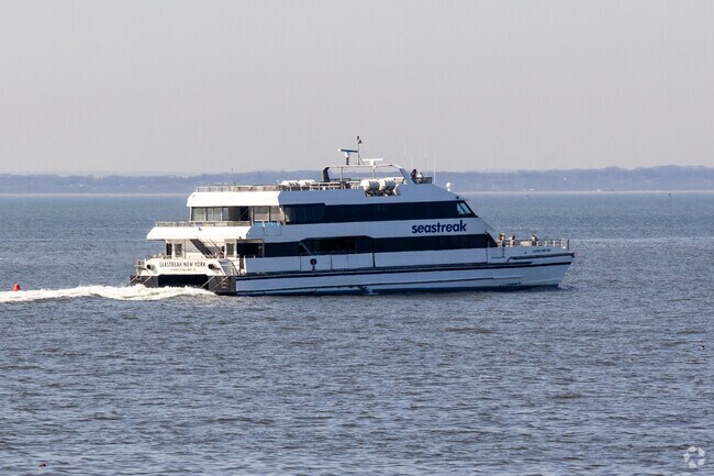 The Seastreak Ferry heads towards New York from just outside of Keansburg.