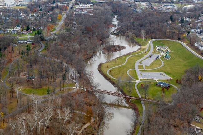 Cascade Park has an extensive network of paved paths along the Black River shore.