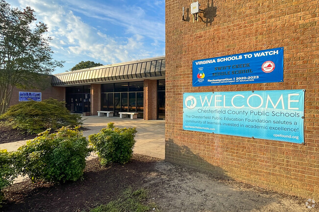 Front entrance to Swift Creek Middle School.