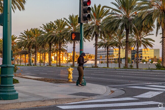 In the Platinum Triangle neighborhood, sometimes walking can be faster than driving