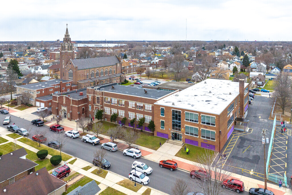 St Casimir School is located next to a beautiful church.
