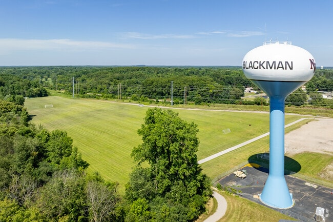Blackman Township Hall and its water tower are located just south of Marino Fields.