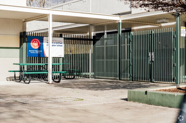 The entrance of Los Arboles Literacy And Technology Academy in San Jose, California.