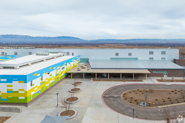The front entrance of George I Sanchez Collaborative Community School.