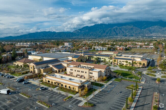 The Upland Christian Academy offers a sprawling campus when viewed from above.