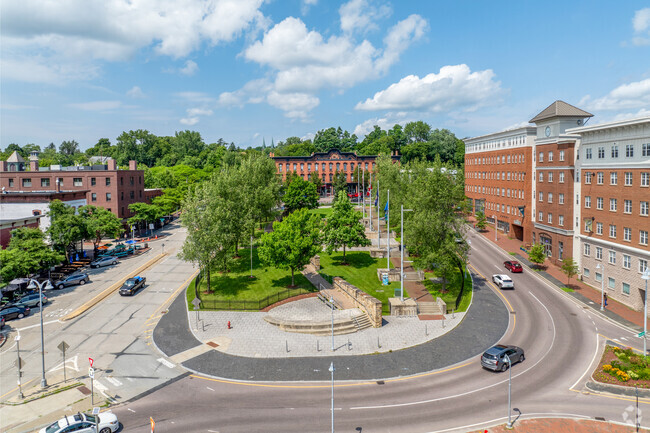 Downtown Winooski has Rotary Park in the center with chairs and tables to hang out.