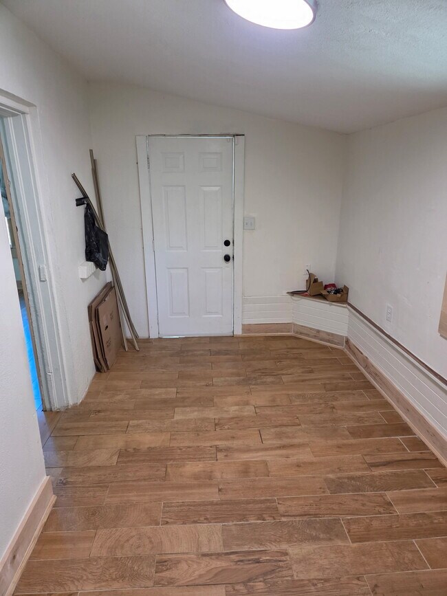 Mud room and front door