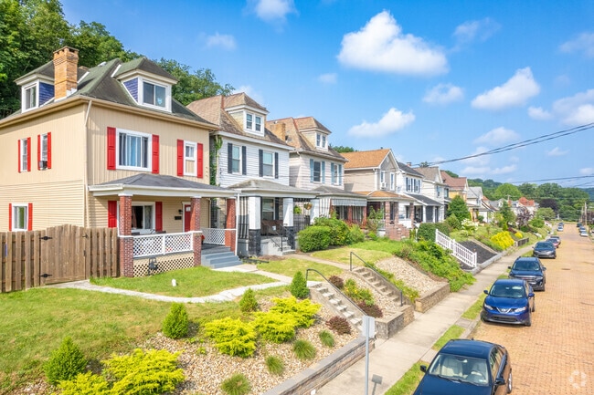 Brick roadways and large front staircases are common in Coraopolis.