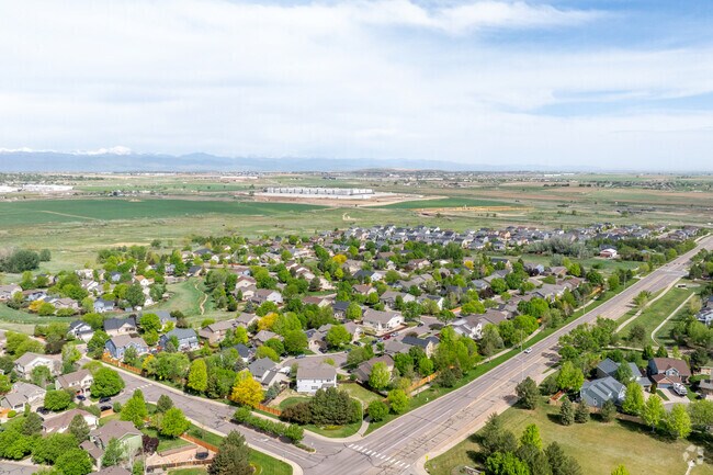 Quail Valley from above—where winding streets meet wide-open skies in the heart of Thornton, CO.
