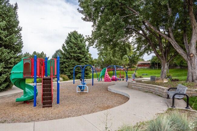 Kids can enjoy the playground at Little Dry Creek Park in Parkway Estates, Arvada, Colorado.