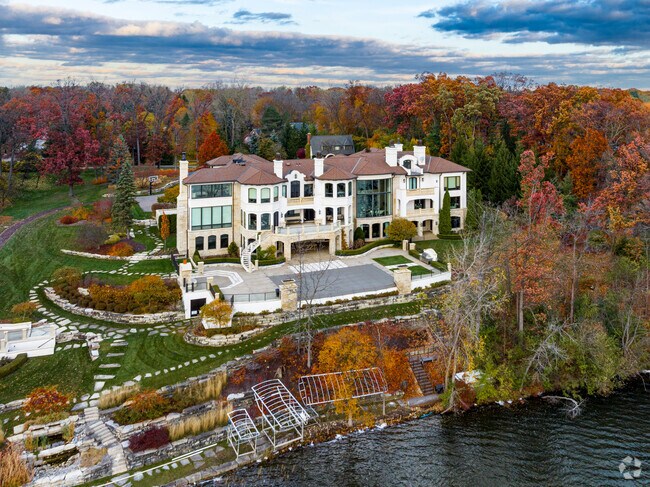 Orchard Lake Village is home to a number of large lakeside mansions.