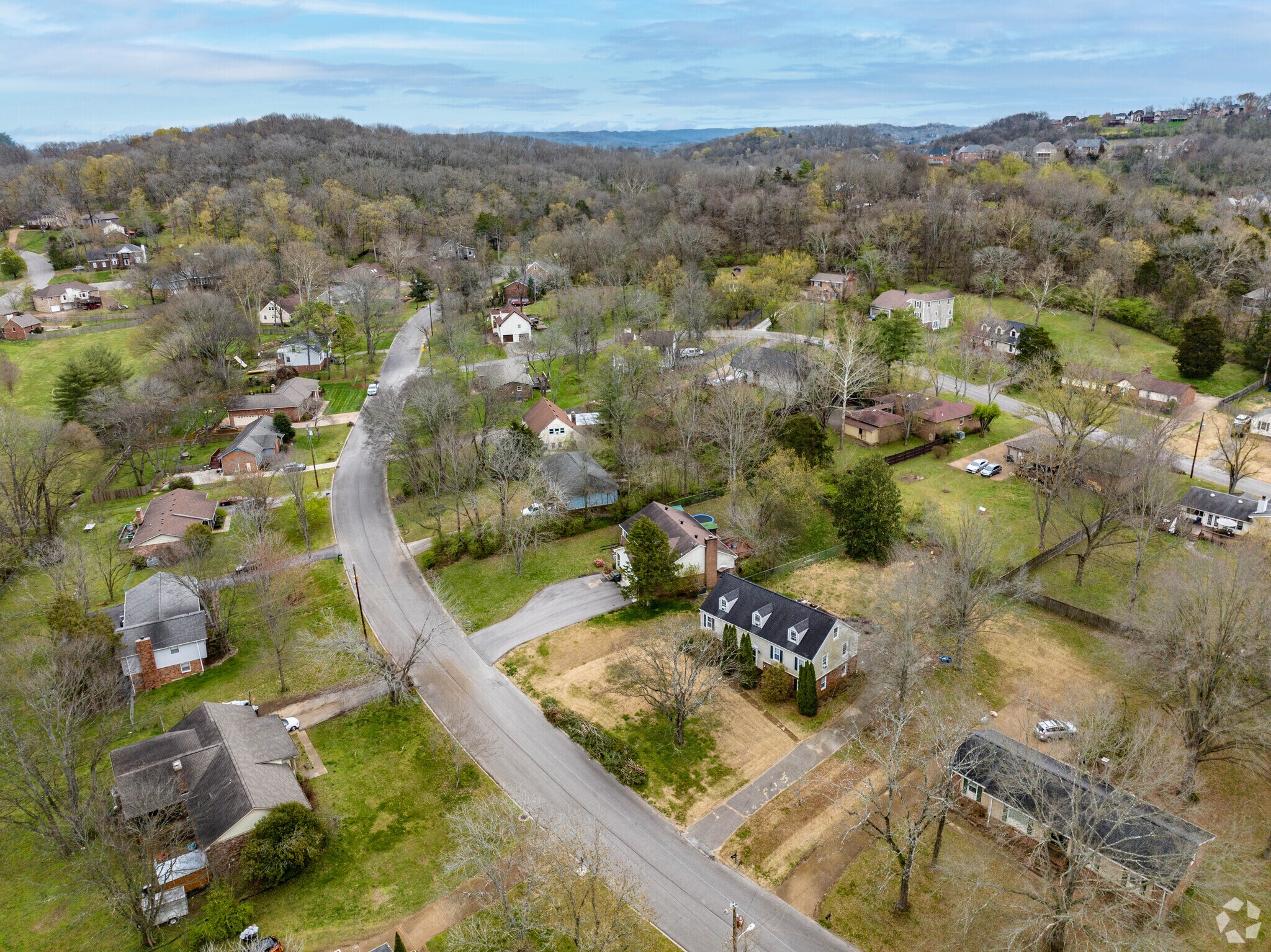 An elevated view of the Poplar Creek Estates community.
