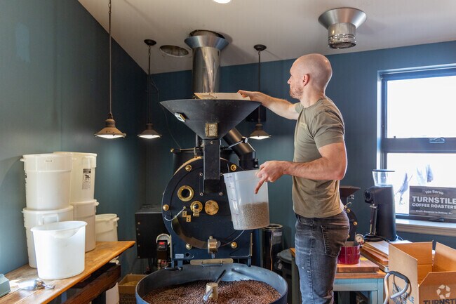 Roasting coffee is an all day affair at Turstile Coffee in West Belmar.