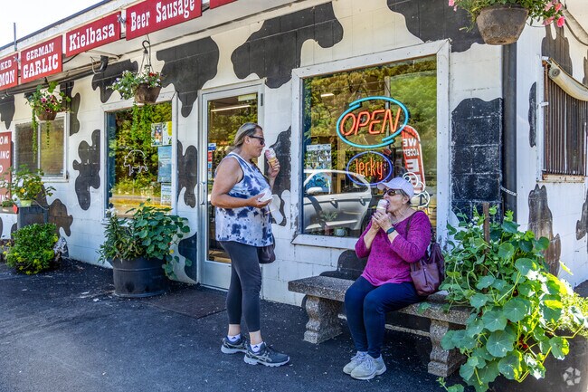 Locals stop for refreshing ice cream cones at Bay City Sausage.