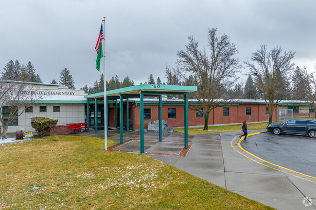 University Elementary has a single story brick building.