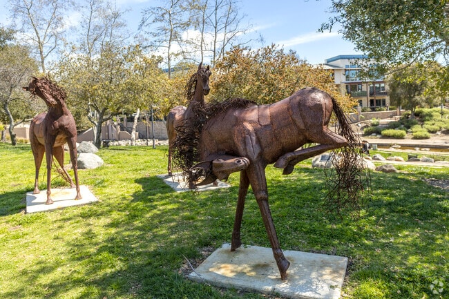 Metal Horse statues on display in Creekside Park in Vista Village Neighborhood