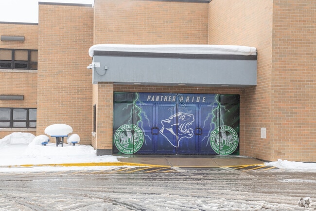 School pride at the Panama Elementary School is evident in the artworks on the building.