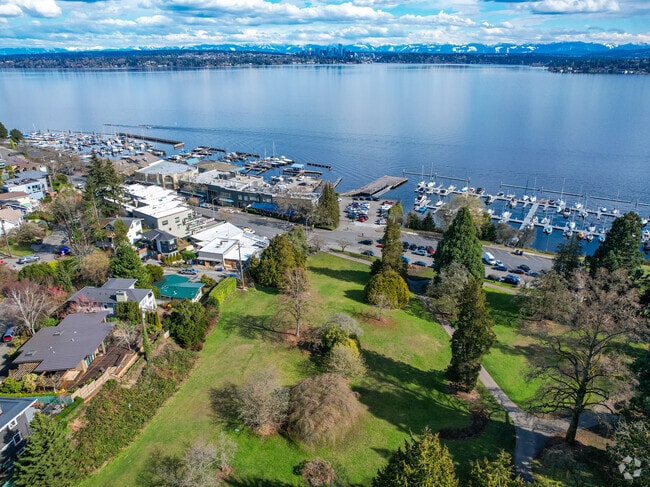 Areal view of Leschi Park marina.