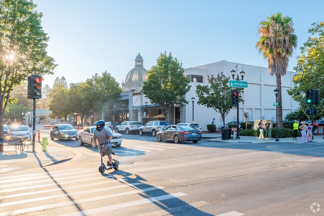 Downtown Redwood City borders Staumbaugh Heller with dining and entertainment options.