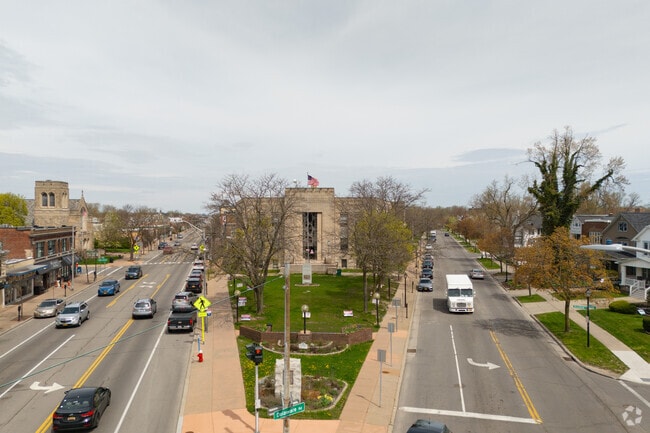 The village green in front of the Kenmore municipal building hosts farmers markets.