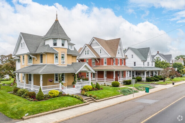 Victorian homes often line residential streets in Milford-Quakertown and Trumbauersville.