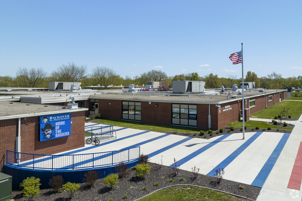 Rickover Jr. High School serves students from sixth through eighth grade.