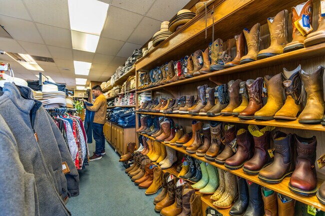 Ortiz Western Wear in Madera, CA has a great selection of boots, hats, and clothes.