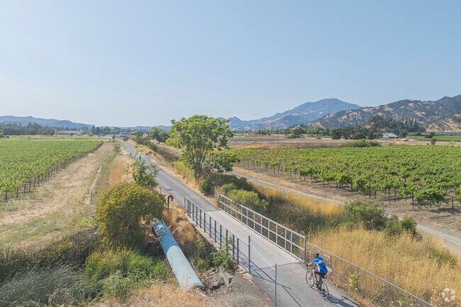 Calistoga sits along the Napa Valley Vine Trail which extends all the way down to Napa.