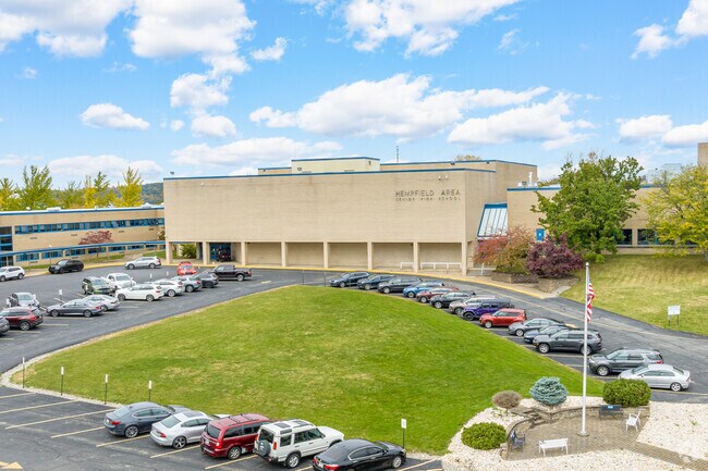 Hempfield Area Senior High is a large campus with a beautiful turf football field.
