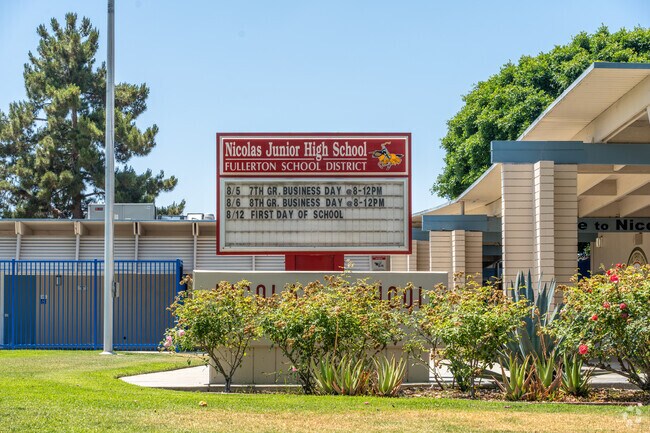 Clear and informative signage guides students and visitors at Nicolas Junior High.