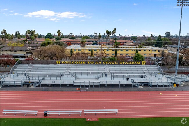 Cheers Echo from the stand at Stagg high school's spirited games.