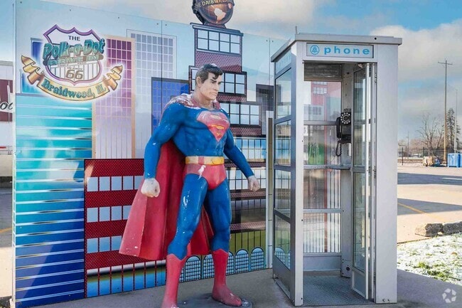 Superman makes an appearance at the Polk-A-Dot Restaurant in Braidwood, IL.