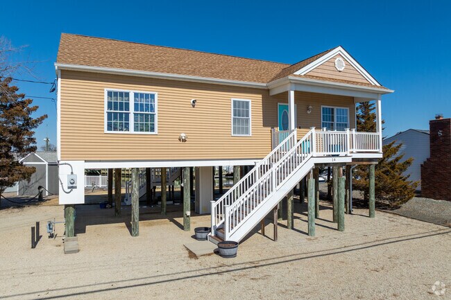 Many homes in Mystic Island are raised off the ground in case of high water from  coastal storms.