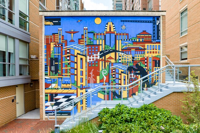 Art is on display at Reston Town Center from sculptures to murals.