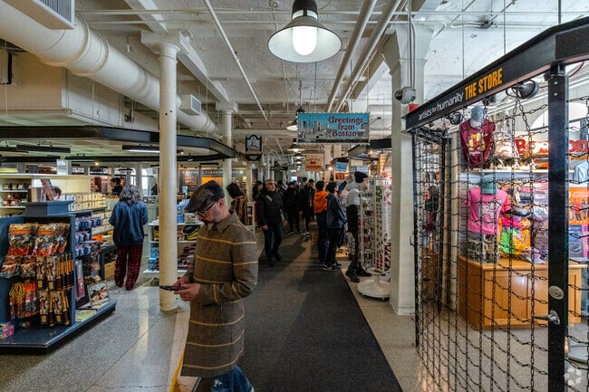 Faneuil Hall is a marketplace on the Freedom Trail in Downtown Boston.