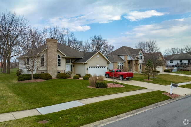 Rows of large brick homes line the streets of West Merrillville.