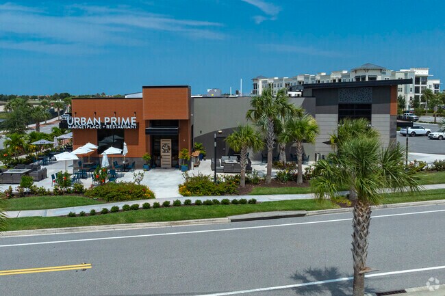 Treat yourself to upscale dining or grab something to go from the marketplace at Urban Prime in Addison Village.